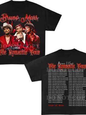 Bruno Mars Romantic Tour 2026 Double Sided Concert T-Shirt Pop Music Tee S-5XL